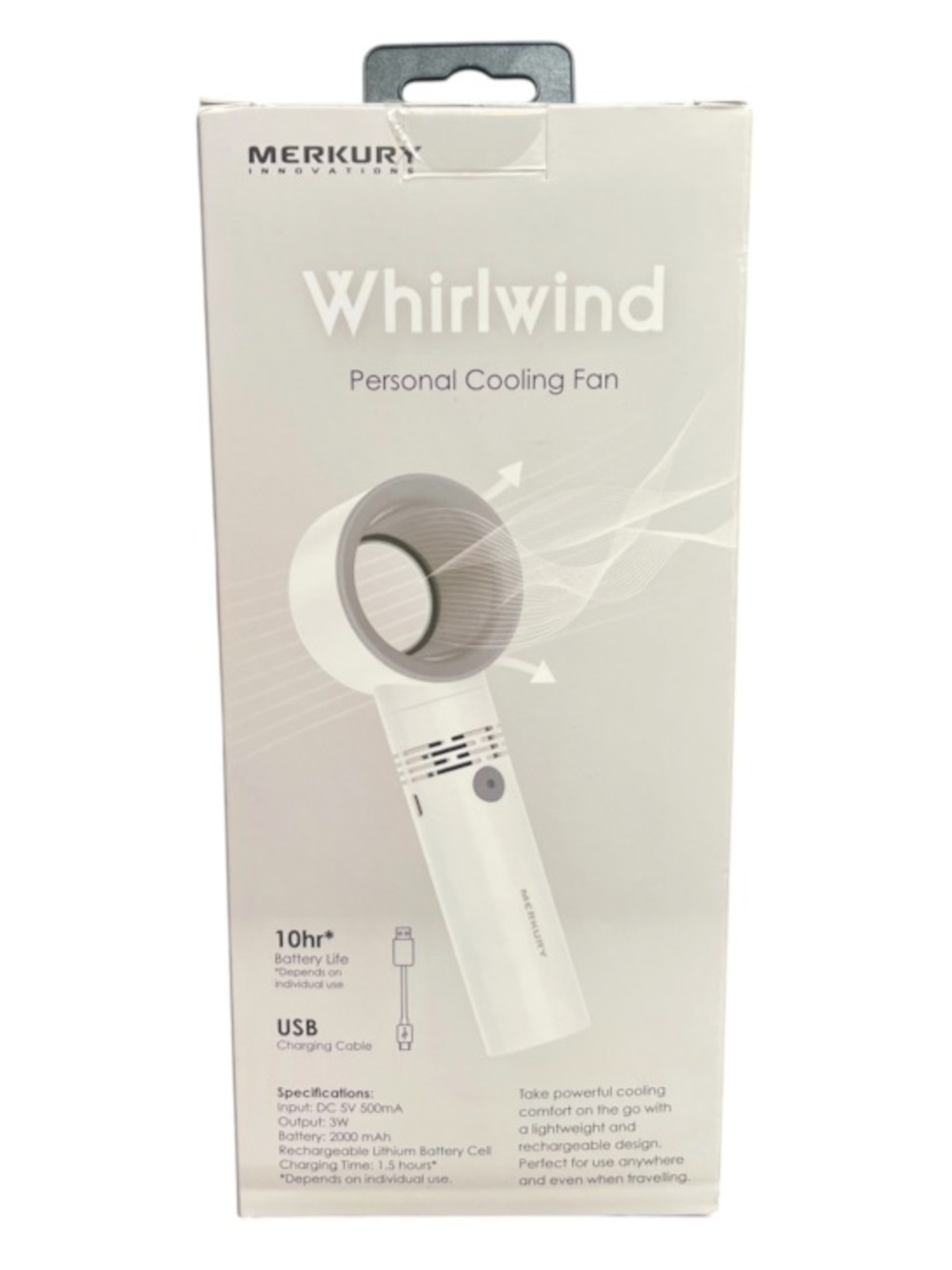 Merkury Whirlwind Personal Cooling Fan - USB Rechargeable 3 Settings New in Box